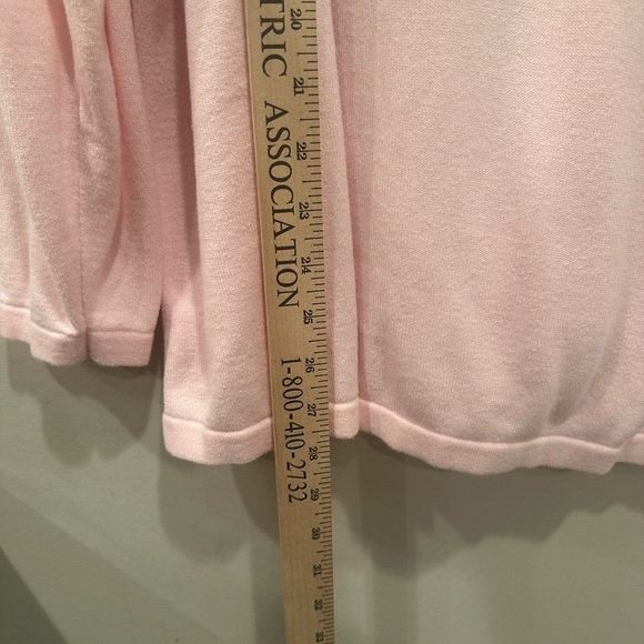 Quacker Factory Pink Sweater White Satin Collar Embellished Pearls Event Sz 1X - Picture 4 of 11